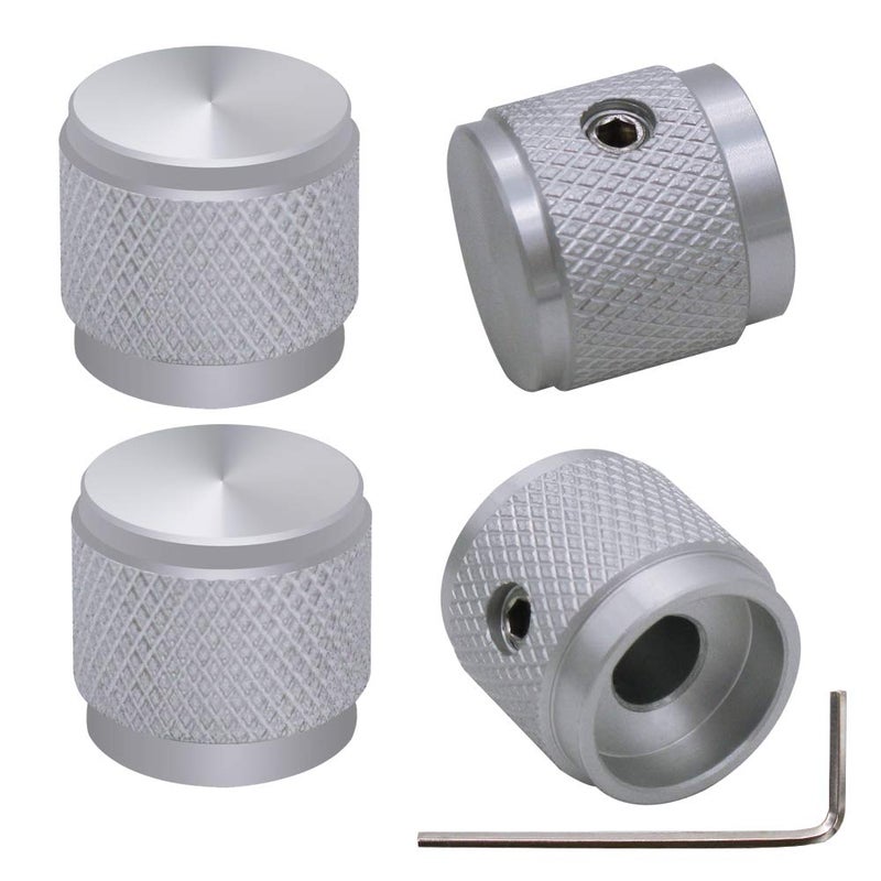 mxuteuk 4pcs Silver Aluminum Alloy Potentiometer Control Knob Volume Audio Electric Guitar Bass Screw Type 17 x 16mm (d*h) KNOB-04-SR - Image 1